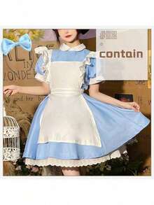 Alice In Wonderland COSPLAY Outfit; Maid Outfit Two-Dimensional Lolita.Princess Alice In Wonderland Blue Dress Maid Outfit; French Sweet Halloween - A - View 21