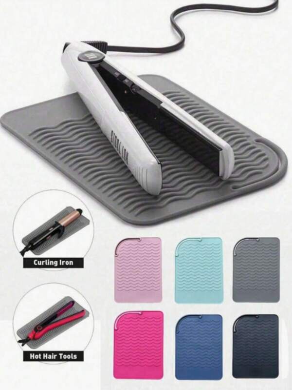 1pc Travel Silicone Heat Resistant Pad, Hair Styling Tool, Flat Iron, Curling Iron, Heat Insulation Sleeve, Non-Slip Mat