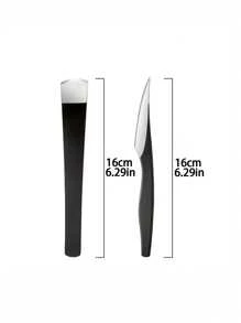 2pcs/Set Professional Stainless Steel Foot Care Set - Fashionable Black Handle, Including Sharp Exfoliating Knife And Smooth Foot Scraper, Fragrance Free, Very Suitable For Home And Salon Use