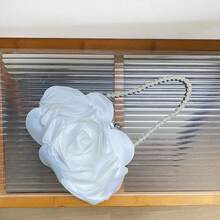 1 件晚宴包花朵新娘小钱包礼服派对手提包婚礼钱包女式花链女士手包 - 白色 - 查看 7