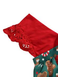 Newborn Baby Girl Christmas Romper Dress Lace Sleeveless Tutu Bodysuit Xmas Outfit + Headband My First Christmas Clothes - Green - View 4