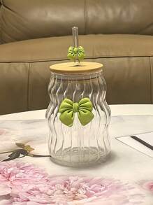 500ml(16.91oz) Butterfly Princess Series Glass Straw Cup - Ideal Gift For Holidays And Birthdays, For Coffee Or Bubble Tea Back To School