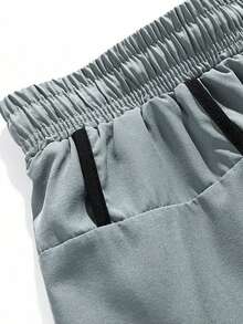 شورتات رجالية كاجوال ذات طبقتين مع حبل ربط، مبرّد، تنفس، مطاطي للارتداء بالخارج، هاواي لموسم الربيع/الصيف 2025 - رمادي - مشاهدة 5