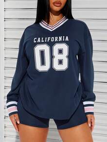 秋冬运动数码印花拼接宽松长袖女士两件套