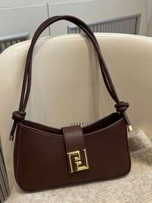 Stylish French Simple And Elegant One-Shoulder Underarm Bag Commuter Commuter Everything With Metal Decorative Buckle Design Spring Underarm Baguette Bag