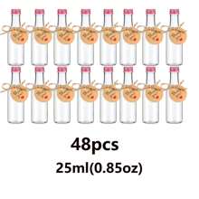 48pcs 25ml 50ml Mini Liquor Bottles Set, Mini Empty Plastic Shot Bottles, Airtight Spirit Bottle With Caps Mini Wine Bottles, Bar Party Supplies Thanksgiving, Halloween, And Christmas Are Applicable Durable Multi-Use For Juice, Sauces, Coffee