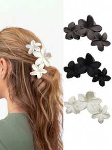Grampos de cabelo minimalistas foscos com 3 designs florais, grampos de cabelo macios e versáteis para rabo de cavalo/coque, adequados para uso diário, viagens, casual, festas, grampos de cabelo de verão, grampos de cabelo, prendedores de cabelo, prendedores de cabelo
