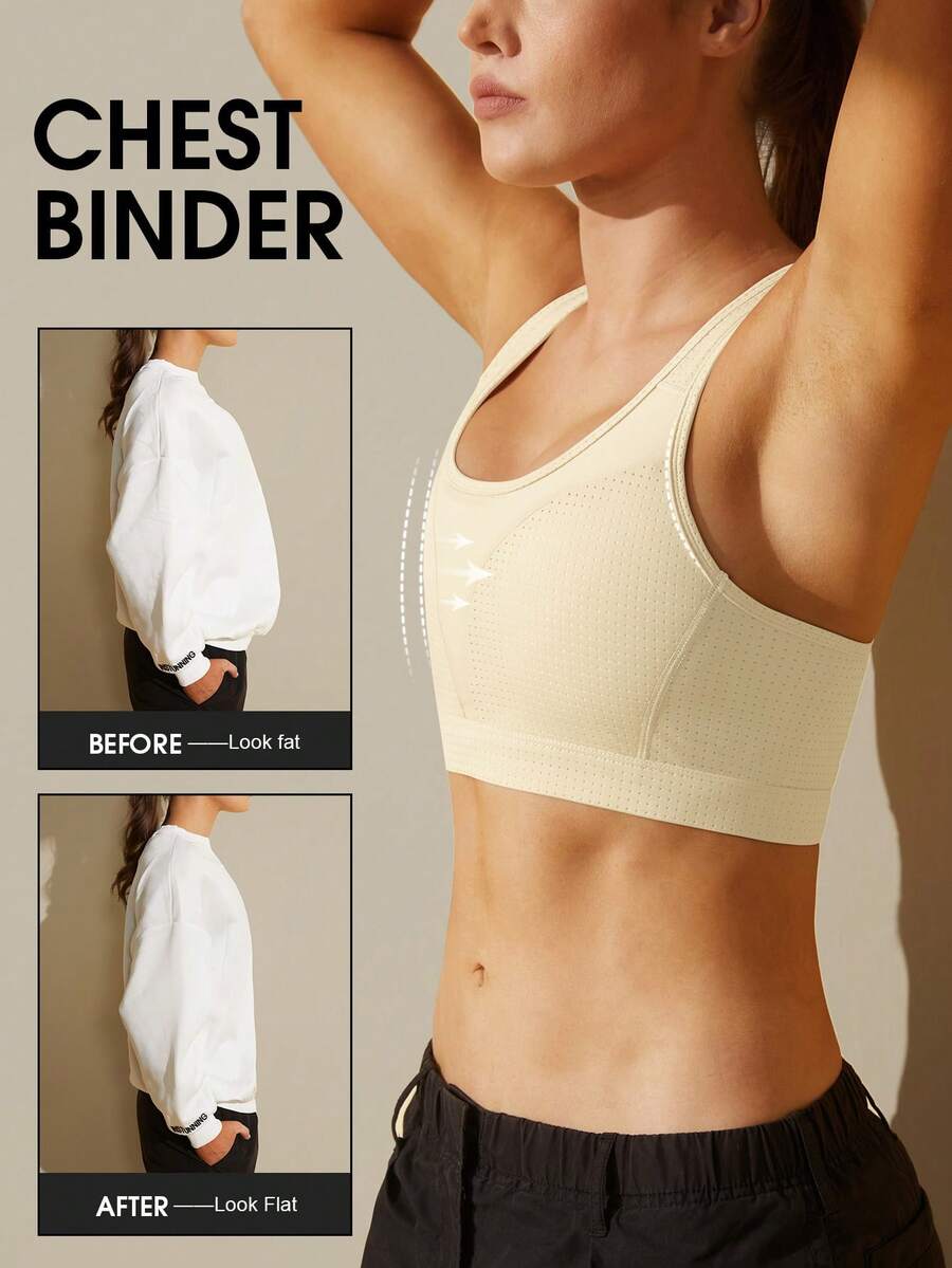 1pc Women Chest Binder Compression Top, FTM Shapewear, Adjustable Seamless Binding Vest For Large Bust