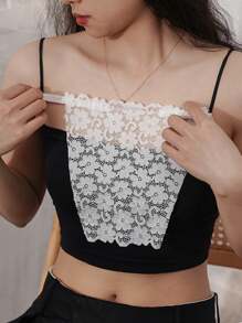 1pc Ladies' Rhombic Double Lace Breathable Fashion Bra False Collar, Suitable For Daily Wear Accessory