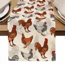 1 pieza Camino de mesa con diseño de gallo impreso, 4/6/8 piezas Manteles individuales con diseño de gallo impreso, adecuado para vacaciones, fiestas, cumpleaños, cenas, decoración de mesa de cocina y comedor, decoración del hogar y la vida en todas las estaciones