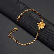 1 pièce Bracelet de cheville hawaïen avec hibiscus pour femmes, bijoux plaqués or, chaîne de pied à la mode pour accessoires d'Afrique