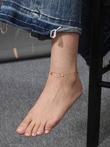 S925 Sterling Silber Minimalistische Geometrische Anhänger Fußkette, täglicher und Feiertags Trage für Jugendliche