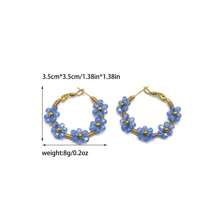 1 Pair Boho Stainless Steel Gold Plated Colorful Flower Earrings, Suitable For Women Daily/Beach/Party/Festival