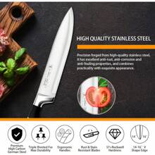 Kitchen Knife Set, 9-Pieces  Sharp Non-Stick Coated Chef Knives Block Set,Stainless Steel Knife Set For Kitchen With Sharpener For Cutting Slicing Dicing Chopping