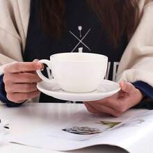 10 Oz Cappuccino Cup With Saucer - Ceramic Espresso Cup, White Tea Cup And Saucer, Latte Mug Set, Suitable For Housewarming, Parties, Cafes