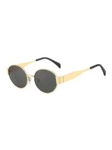 2pcs Oval Eyeglasses, Vintage Metal Frame Street Style UV Protection