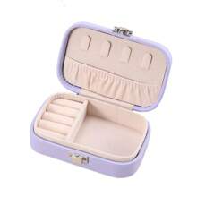 1 pieza Caja de joyería personalizada de color macaron, de gran capacidad, unicolor, portátil para viajes, para almacenamiento de anillos y collares, regalo de moda y romántico para el Día de la Madre, Día de San Valentín, personalizado, caja multifuncional para organizar maquillaje y joyería.