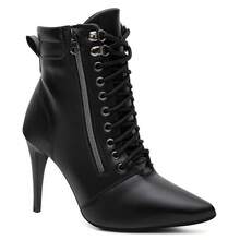 Black Ankle Boot With Chain And Rock Short Shaft - Black - View 4