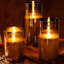 1/3 Peças Luzes de Vela LED Sem Chama, Velas Eletrônicas Premium Cinza, Lâmpadas de Vela 3D à Bateria, Decoração Doméstica Ambiente Romântico, Adequado para Casa, Quarto, Festa, Casamento, Aniversário, Feriado, Decoração de Vela para Proposta