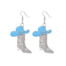 1 Pair Western Cowboy Style Rhinestone Boots Shaped Earrings, Multi-Color
