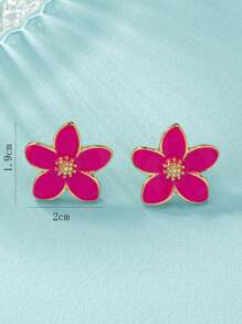 1 paire de boucles d'oreilles à goutte d'huile florale polyvalentes et à la mode pour le port quotidien
