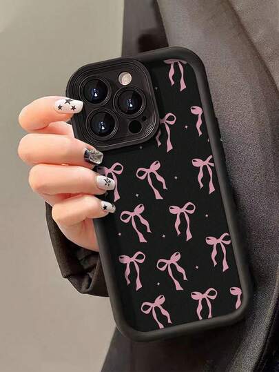 1pc Cute Star & Bowknot Design Soft Phone Case, Suitable For OPPO/VIVO/Honor/Apple/REALME/Transsion/ Phones Waterproof Shockproof Anti-Fall Scratch Resistant