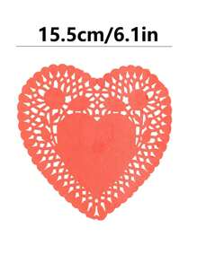 100pcs Heart Lace-Trimmed Paper Doilies Red, Pink, White - Perfect For Valentine's Day Decorations