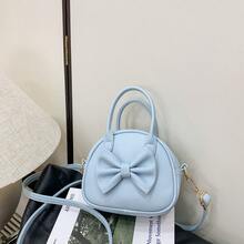 Cute Bow Handbag, Girls PU Shoulder Crossbody Bag, Structured Small Backpack - A - View 9