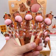 1pc/5pcs/10pcs Cartoon Kabi Bala Easy Grip Pens Creative Stress-Relieving Pinching Fun Gel Pen Simple Style Gel Pen, Cute Pressable Signature Pen