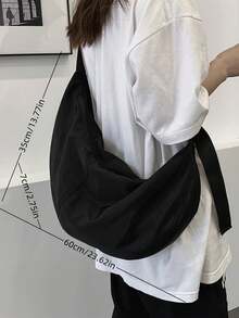 Bolso bandolera de unicolor, estilo simple y diario para mujer - Negro - Ver 3