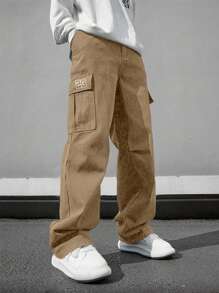 1pc Men's Multi-Pocket Cargo Pants, Suitable For Spring/Autumn, Summer Beach, Daily Commute, Sports Training, Outdoor Hiking, Casual, Fitness, Jogging, Straight Leg Trousers, Versatile & Fashionable, Fall