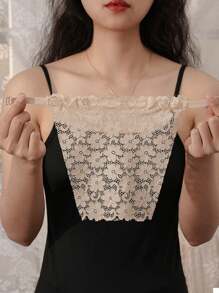 1pc Ladies' Rhombic Double Lace Breathable Fashion Bra False Collar, Suitable For Daily Wear Accessory
