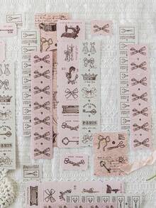 MOCARD 10 件/包复古美学装饰长标签贴纸，创意 DIY 材料，适用于剪贴簿、日记本、礼物、学校用品、返校 - 綠色 - 查看 4