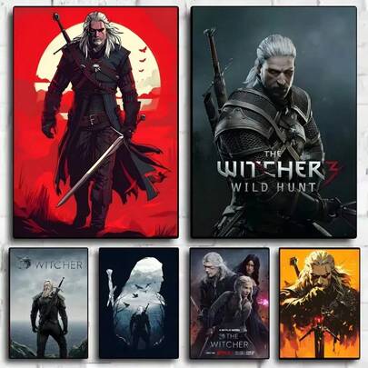 1 st/3 st väggkonstposters med ram/inramad Pop The W-Witcher 3 Wild Hunt-affisch HD-konst självhäftande väggdekoration för vardagsrum/bar