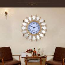 1 件 25 厘米不对称挂钟，无滴答声，带镜面装饰，奢华美观，适合客厅、卧室、书房、餐厅、办公室