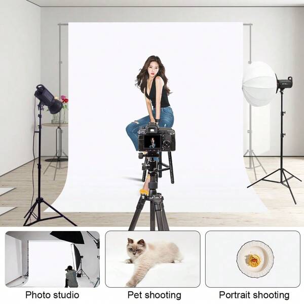 White Backdrop Background For Photography, Pure White Screen For Zoom Meeting, Polyester Cloth Fabric Curtain, Chromakey Video Photoshoot Studio Conference Streaming