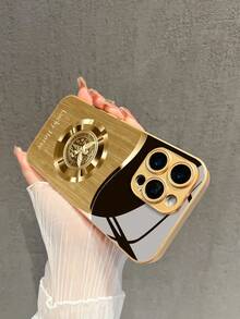 1pc Customizable Name Letter Lucky Horse Pattern High Definition Golden Glass Phone Case, Compatible With Apple 17 Pro Max/16 Pro Max/15/14 Plus/13 Pro/12 Pro Max/11/Xs Max/8 Plus, Galaxy S24 Ultra/S25 Ultra, Fashionable, Colorful, Cute, Fun, Minimalist, Matching Phone Case - Multicolor - View 4
