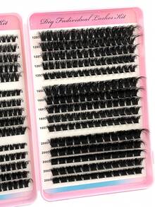 500 件/包簇状大容量睫毛书，60D/80D/100D/120D/160D/200D 混合仿貂皮睫毛，0.07 毫米 D 卷曲 10-18 毫米混合自然睫毛延长，3D 俄罗斯卷单根睫毛簇，化妆工具，适合初学者，可在家重复使用 - D - 查看 8