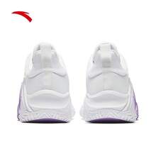 Anta Zapatos de baloncesto para hombres para exterior de hormigón, zapatillas de baloncesto profesionales con amortiguación, transpirables y antideslizantes - Anta Blanco/Loto Morado -2 - Ver 4