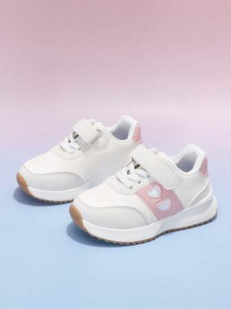 Barnskor, barnskoskor, lätta och andningsbara sportskor grå rosa svart röda fritidsskor promenader löpning sportskor, halkfria utomhus inomhus platta skor för pojkar, flickor, barn, stora barn, kärleksmönster skosnören