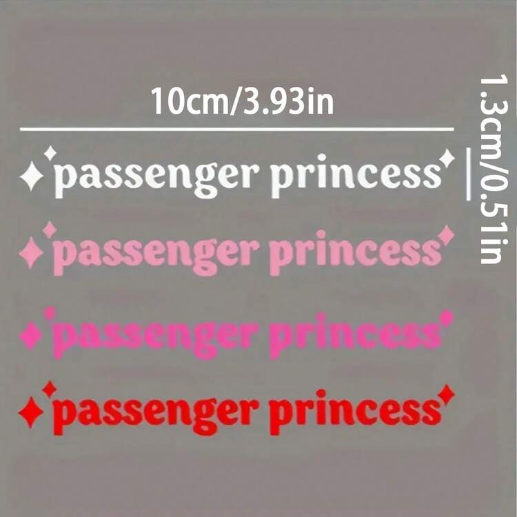 Set Of 4 'Passenger Princess' Funny Car Stickers - Creative Decals For Exterior Accessories For Mirrors, Asymmetrical Star Theme Stickers, For Car Interiors, For Plastic/Glass/Metal Surfaces - one-size - View 3