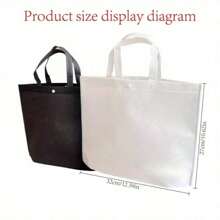 1 Pack Non Woven Tote Bag With Buckle Closure - Thick And Durable Shopping And Packaging Bags For Men And Women, Dark Gray/White
