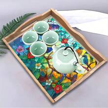 1 pezzo Vassoio a forma di uccello con dipinto a mosaico di diamanti 5D, design di diamanti unico per un effetto vivace e tridimensionale, adatto per tenere caffè, succhi, colazione, dessert in cucina o casa, vassoio multifunzionale con dipinto di diamanti e design elegante per la decorazione della casa
