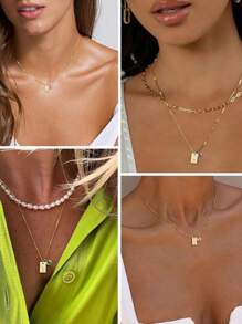 1pc Fashionable Women's Initial Necklace, Elegant Gold-Color Birthstone Necklace, 14K Gold-Plated Letter Necklace With Emerald Pendant, High Color Retention, Low Allergenicity, MAMA Ladies Pendant Necklace, Ideal Gift For Girlfriend, Mom, Family, Friend, Daughter, Anniversary, Valentine's Day, Mother's Day, Birthday, Graduation, Daily Wear, Wedding, Gala
