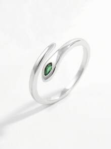 Vaerine 1 pieza Anillo de diseño de serpiente de plata 925 con circonita, elegante, de moda, minimalista y vintage, regalo para mujer, apto para citas, fiestas y eventos sociales