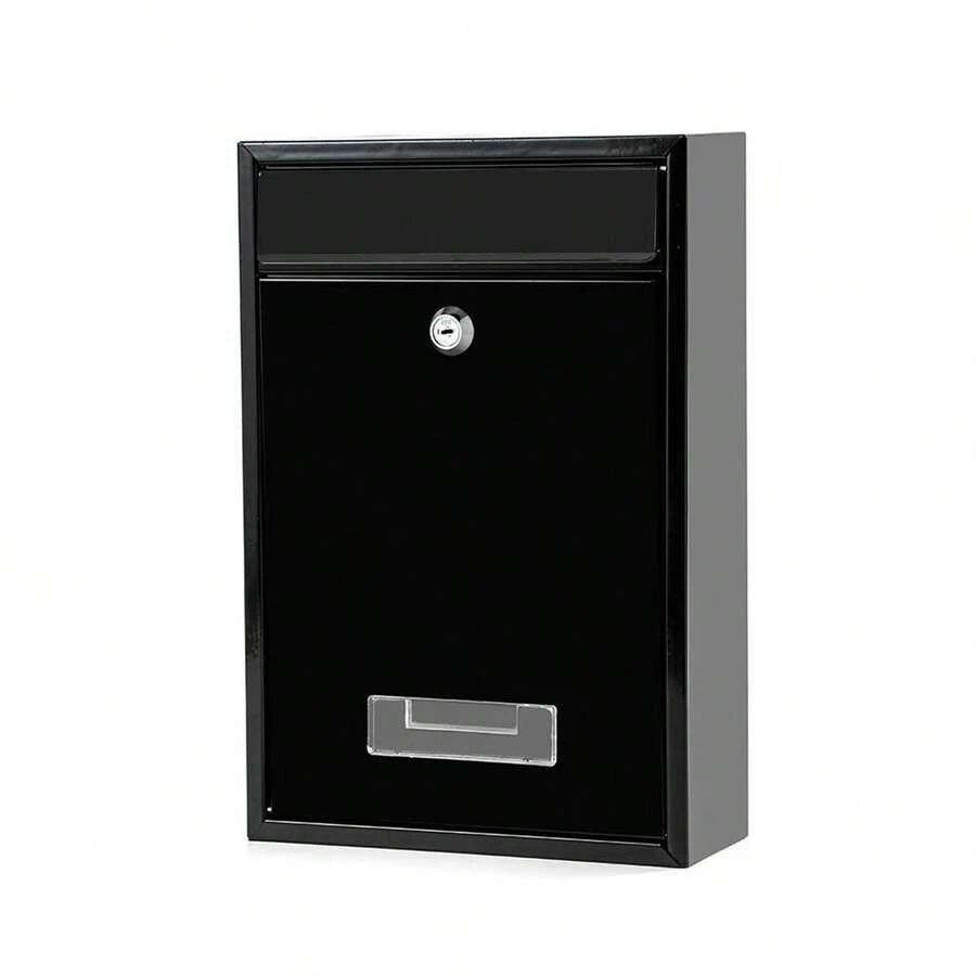 Wall-Mount Mailbox For House Mail Box Galvanized Steel Rust-Proof Metal Post Box - Black - View 1
