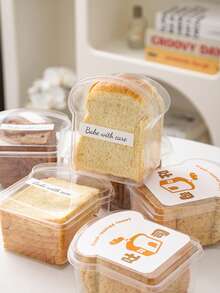 4件套户外野餐面包三明治便携式携带盒透明可视三明治吐司面包盒三明治盒创意面包包装盒透明食品包装盒家用三明治储存容器无需贴纸