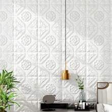 10/20张自粘墙纸贴纸，适用于混凝土墙、裸墙、天花板、背景墙、客厅、卧室。防水、防油、泡沫砖图案、防潮墙贴。采用PE材质，可自由剪切粘贴 - 白色 - 查看 9