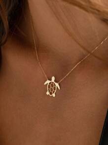 1 pezzo Collana con ciondolo tartaruga delicata in acciaio inossidabile, ciondolo tartaruga dorato, collana con tartaruga marina, regalo di tartaruga per donna, collana di ispirazione naturale