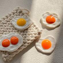 Large Size Fried Egg Simulation Purse Egg Resin Accessories Doll House Food And Play Desktop Ornaments Phone Cases Hair Accessories Refrigerator Stickers DIY Decorative Accessories - Multicolor - View 4